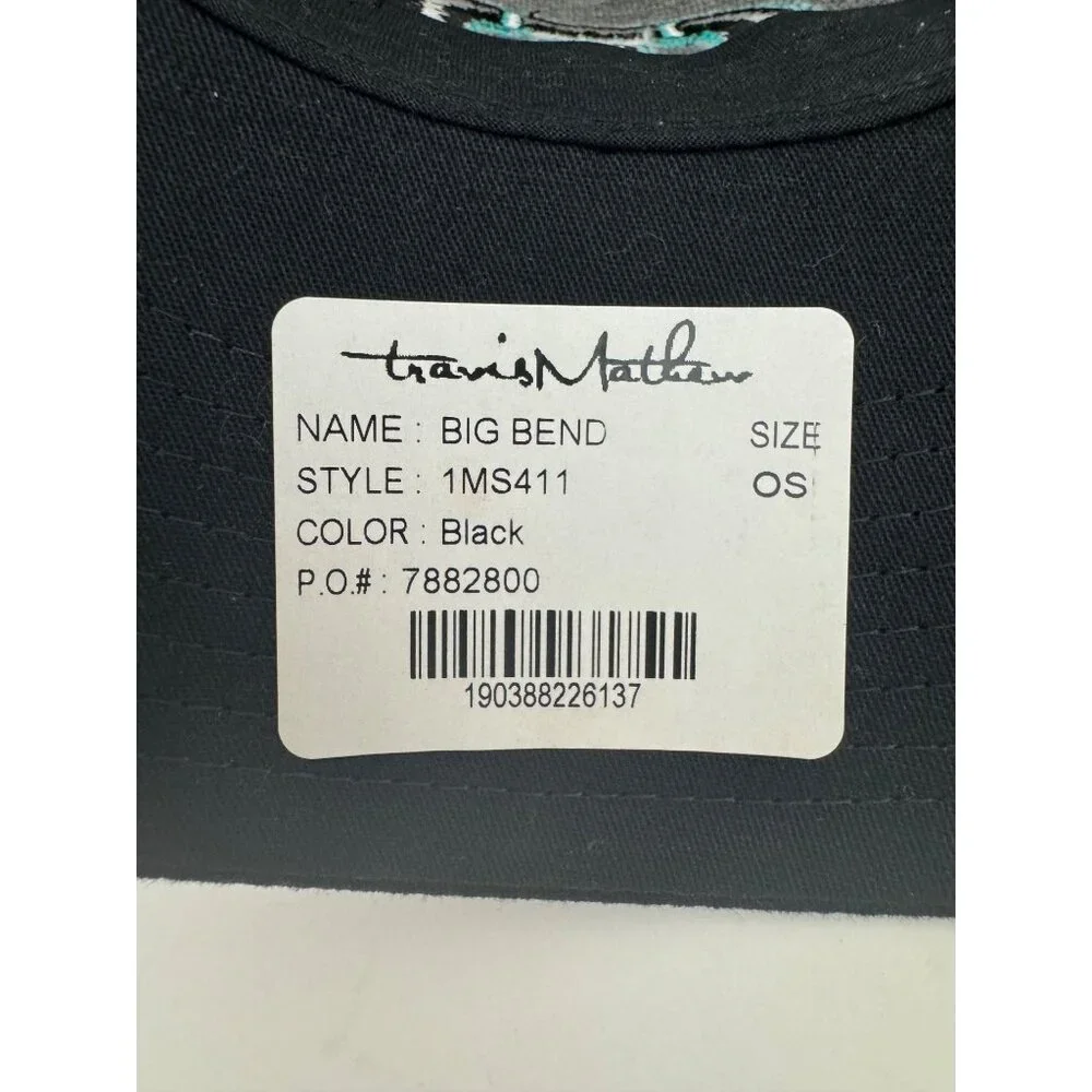 Travis Mathew Black Big Bend Pineapple Hat Trucker Cap Snapback Mesh Golf New‎